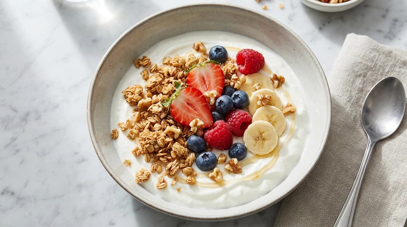 Magerquark-Bowl mit Granola & Obst